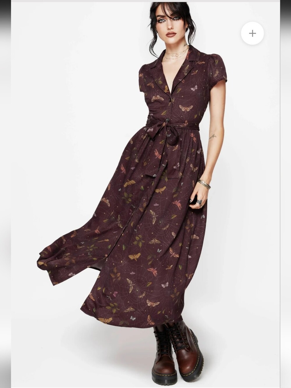 Disturbia 🕷Celia Moth Printed Midaxi Shirt Dress